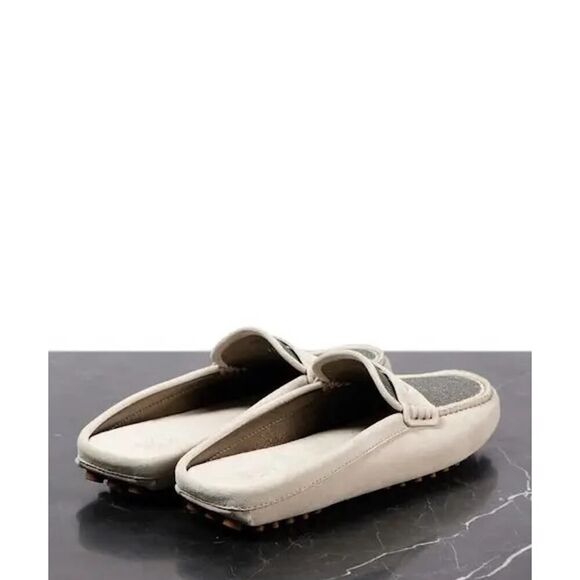 Brunello Cucinelli Monili Suede Driving Mules Beige 40 - Picture 2 of 4